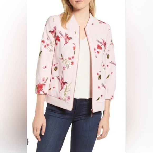 NWOT Ted Baker Leelah Soft Bomber Jacket in Pink Size 1 - Picture 7 of 7